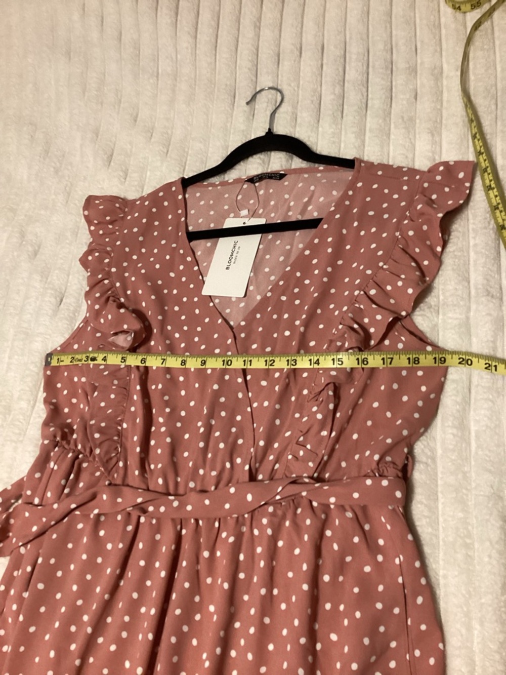 BloomChic Rose Pink Polka Dot Ruffle Midi Dress, size 12, NWT - Picture 6 of 8
